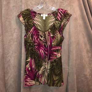 Dressbarn floral blouse with sequence